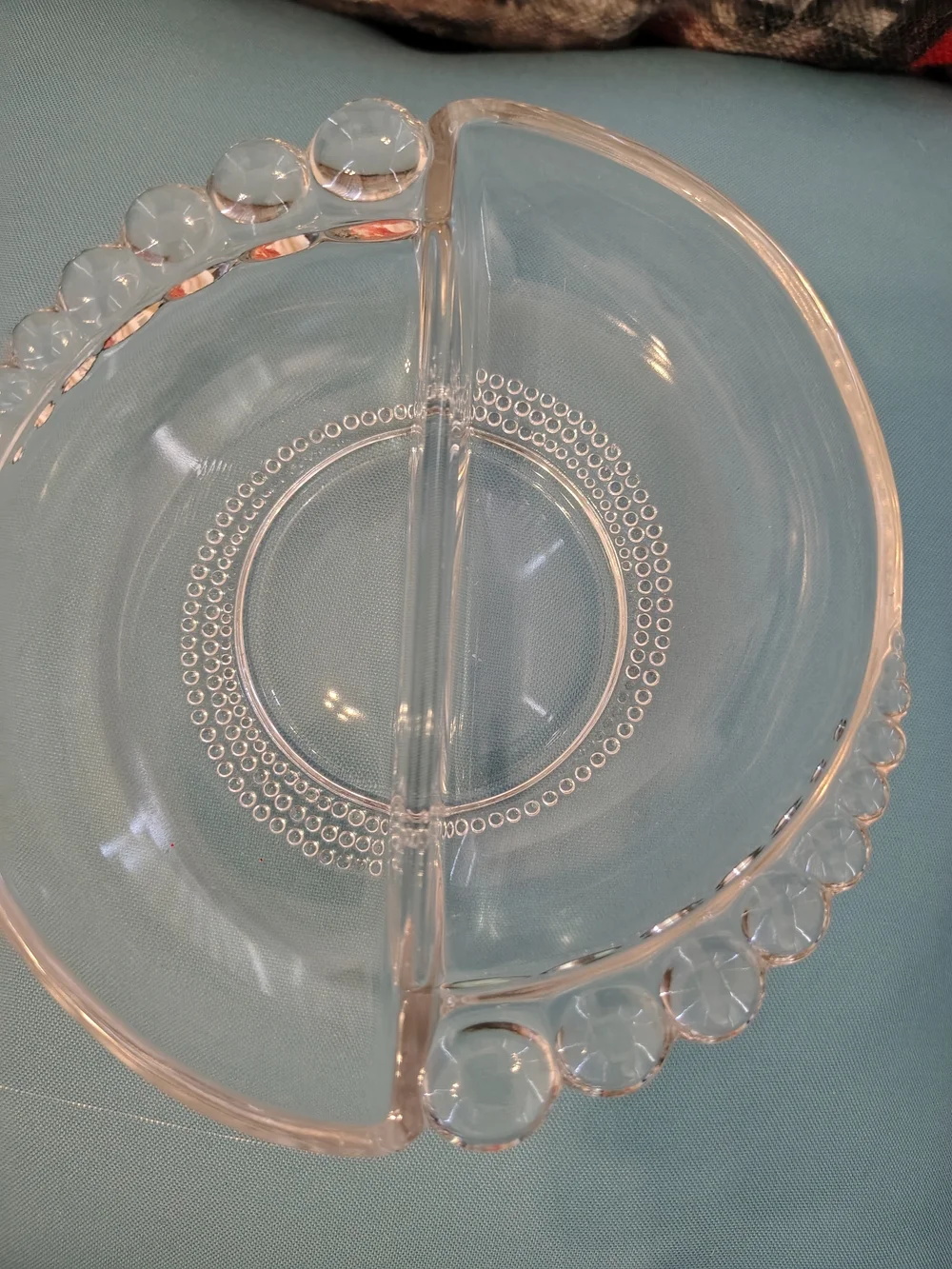 Vintage Duncan & Miller Teardrop Bubble Clear Glass Divided Relish Candy Dish 6